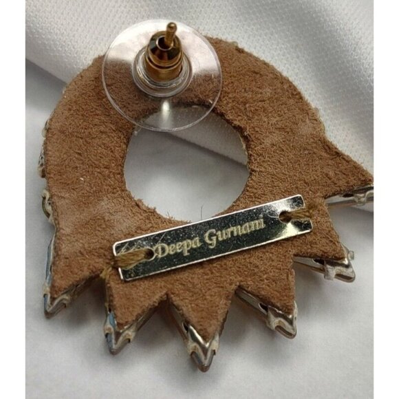 Anthropologie Deepa Gurnani Earrings Valencia Beaded Crystal Gold Studs - Picture 11 of 11